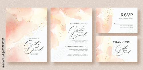 Beautiful wedding card with splash peach color background