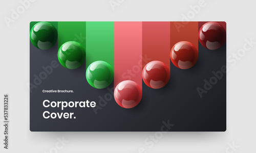 Trendy flyer vector design illustration. Colorful 3D spheres site screen layout.