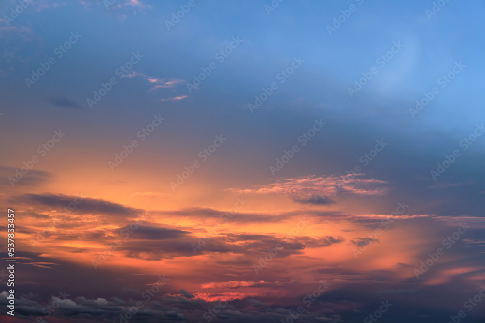 Beautiful Dramatic Sunset Cloud Scape, Cloudy Sky Background.