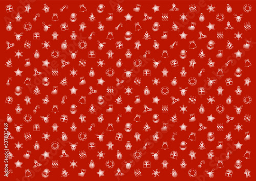 クリスマス模様の背景イラスト: 白グラデーションと赤背景