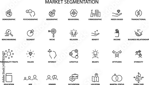 Market segmentation , vector icons set