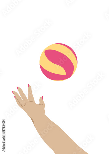 transparent woman's hand hitting a volleyball