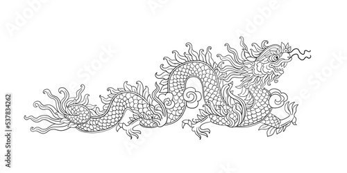 Chinese new year symbol. Ornate dragon for your design. Colouring art