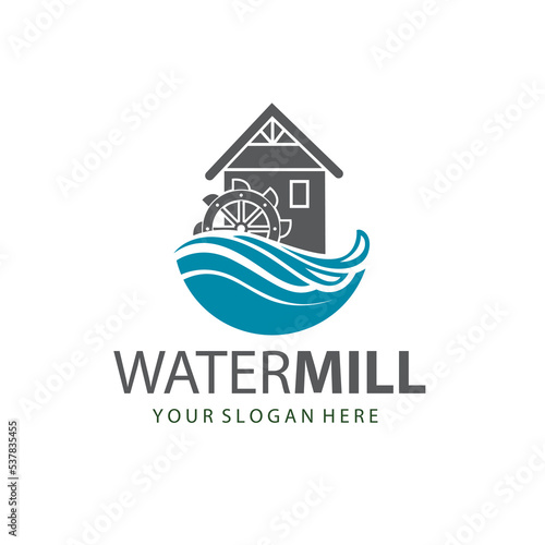 illustration of water mill wheel isolated on white background