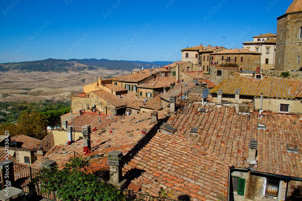 View over the roofs of Volterra, a beautiful town in Tuscany, Italy. 