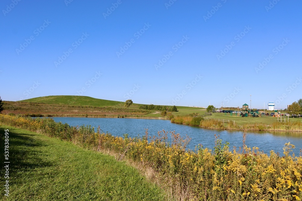 The beautiful lake in the countryside on a sunny day. The beautiful lake in the countryside on a sunny day.