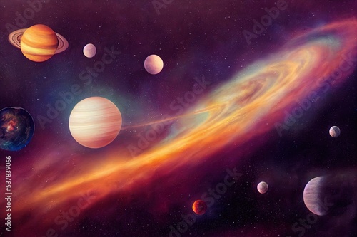 Planets over the nebulae in space © 2rogan