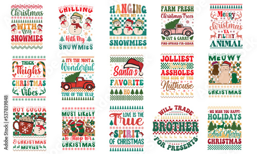 Retro Christmas T-Shirt Design Bundle
