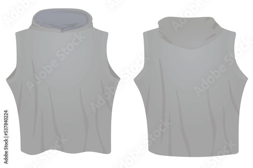 Grey women hooded crop top. vector illustration