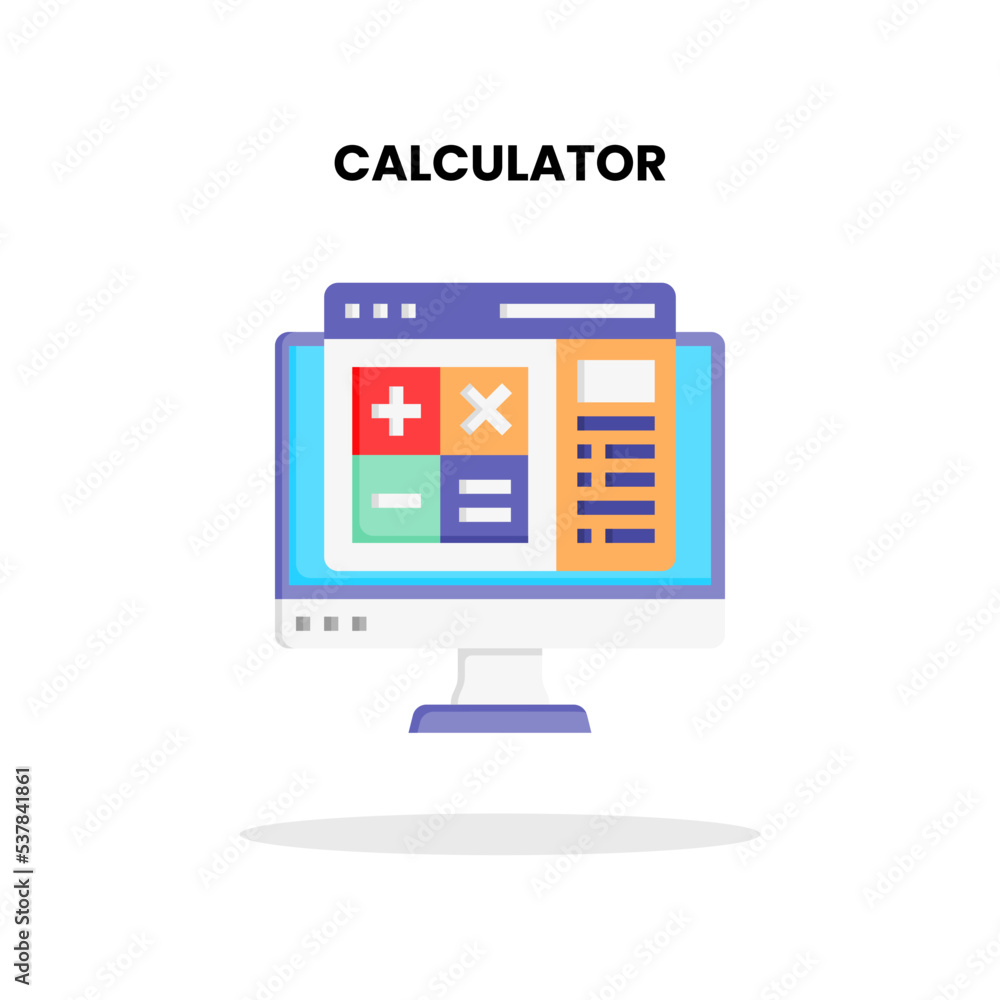 Calculator flat icon. Vector Illustration on white background. Calculator flat icon. Vector Illustration on white background.