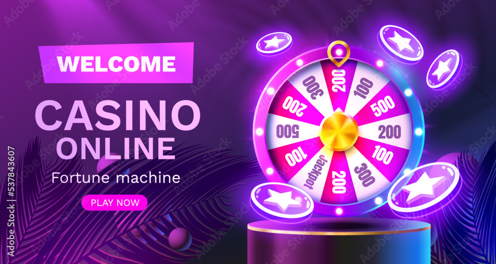 Casino fortune machine winner, jackpot fortune of luck, win banner. Vector - obrazy, fototapety, plakaty 