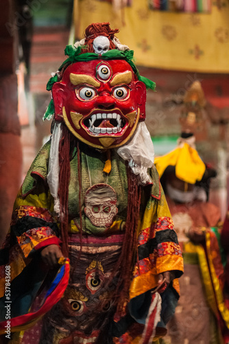 HEMIS GOMPA, INDIA: shamanistic ceremony with mask dances, on the occasion of Tibetan New Year (Losar)