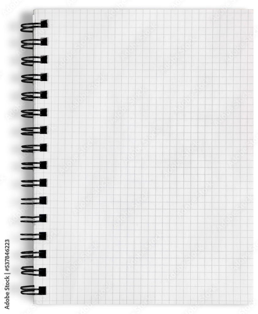 Shopping list paper page notebook with a texture of squares - obrazy, fototapety, plakaty 
