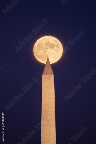 Hunters Moon Rising Over the Washington Monument