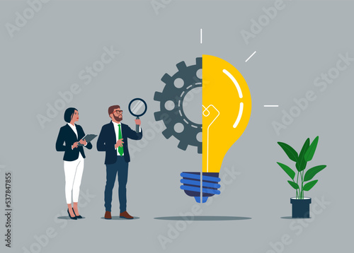 Imagination vision analysis. Flat vector illustration.