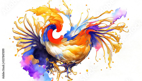 watercolor, abstract, bird, chicken, poultry