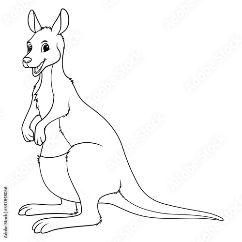 Kangaroo Cartoon Animal Illustration BW