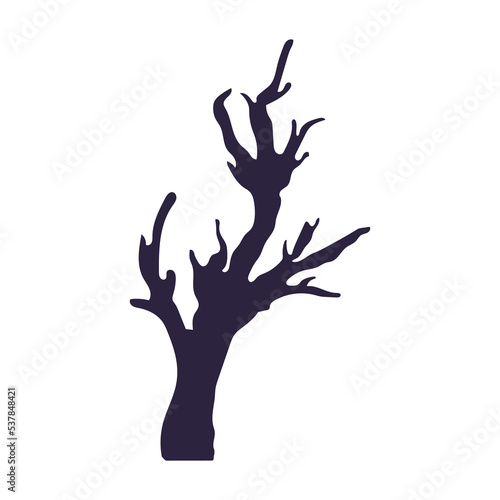 dead tree silhouette isolated vector illustration. Element for halloween needs
