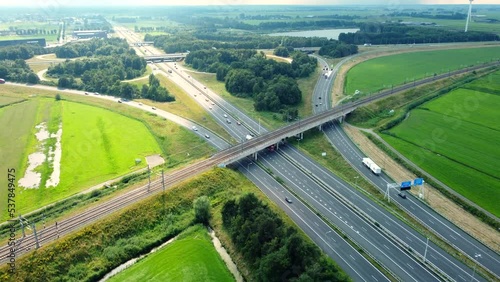 Hattemerbroek highway junction where the N50/A50 and A28 highways cross on the border of Gelderland and Overijssel near Zwolle in The Netherlands. photo