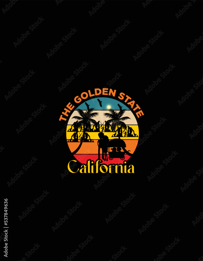 The golden state California retro vintage t shirt design