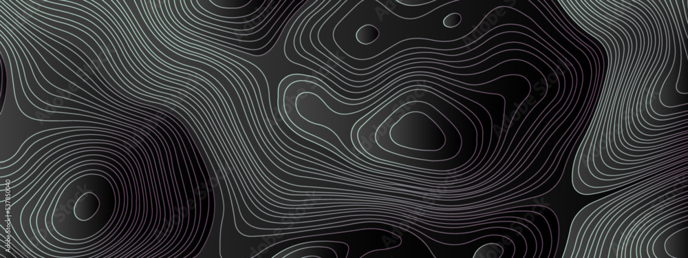 Black and white wavy abstract topographic map contour, lines Pattern background. Topographic map and landscape terrain texture grid. Wavy banner and color geometric form. Vector illustration. Black and white wavy abstract topographic map contour, lines Pattern background. Topographic map and landscape terrain texture grid. Wavy banner and color geometric form. Vector illustration.