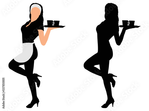 Silhouette of beautiful girl cooking