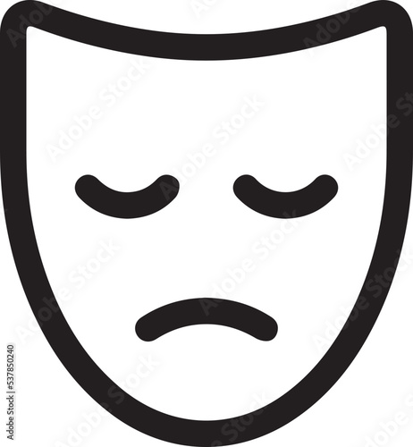 Sadness, tragedy, drama line theater mask vector illustration