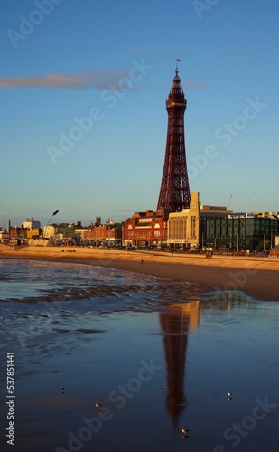 Vertical shot of the Blackpool Tower from Central Pier photo
