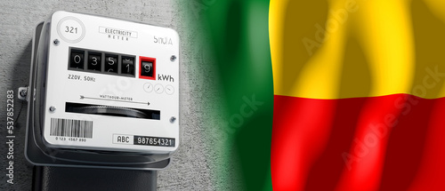 Benin - country flag and energy meter - 3D illustration
