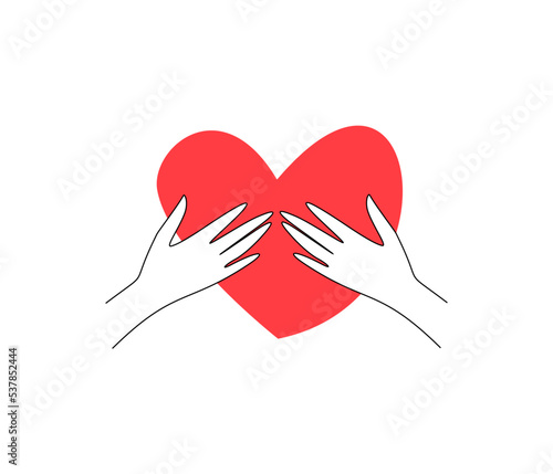 Hands hold heart. Valentine's Day. Heart in hands, health.