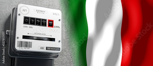 Italy - country flag and energy meter - 3D illustration