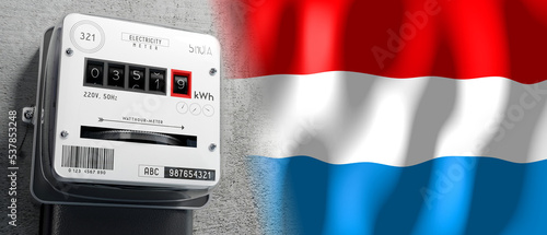 Luxembourg - country flag and energy meter - 3D illustration