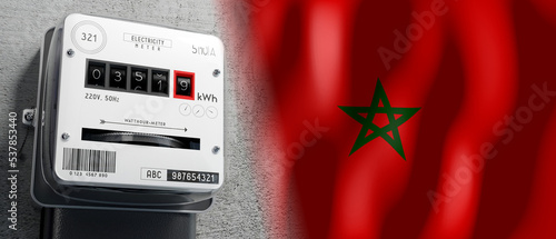 Morocco - country flag and energy meter - 3D illustration