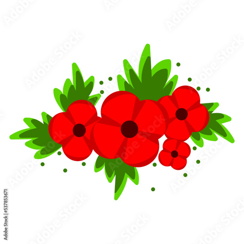 Vector illustration of a bright poppy flower. Anzac memorial day symbol