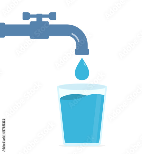 Water in glass from the tap, pure water suitable for drinking