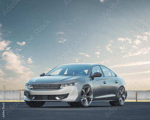 3D rendering of a brand-less generic concept car in studio environment  © Andrus Ciprian