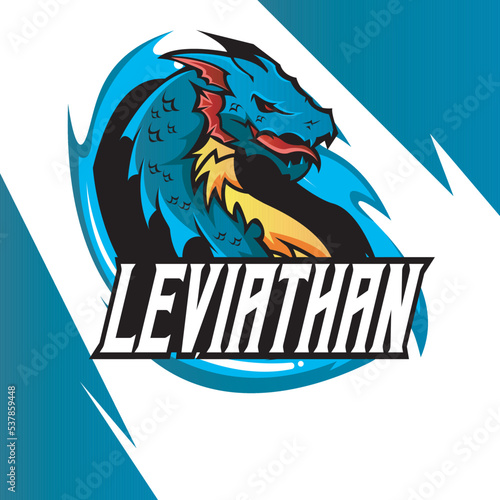 Billede på lærred LEVIATHAN MASCOT FOR ESPORT LOGO TEMPLATE VECTOR ILLUSTRATION