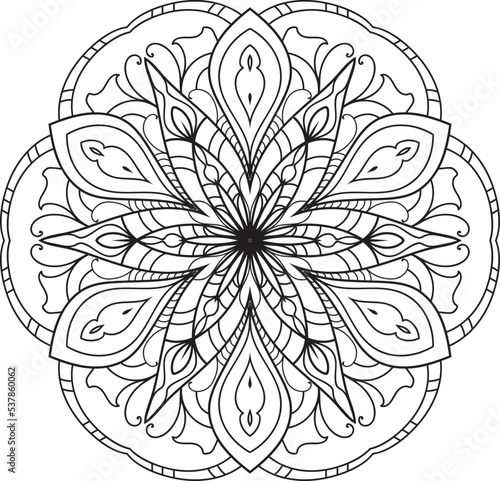 Mandala isolated on the white background.Doodle pattern.ornament design for coloring page