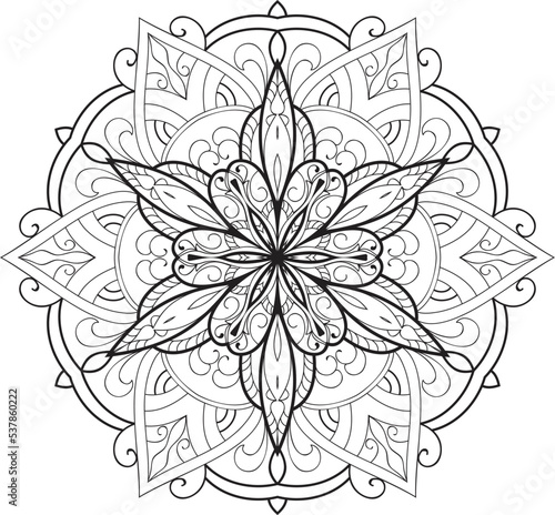 Mandala isolated on the white background.Doodle pattern.ornament design for coloring page