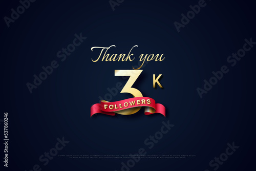 3k followers with red ribbon decoration. © imam