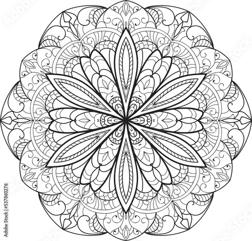 Mandala isolated on the white background.Doodle pattern.ornament design for coloring page