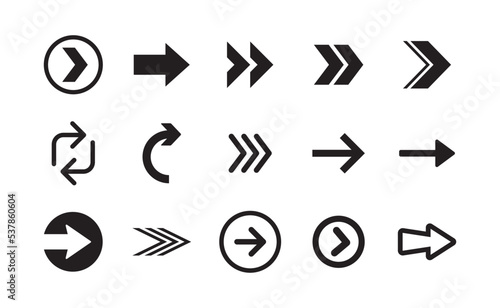 Arrow vector pictogram. Icon set of arrows.