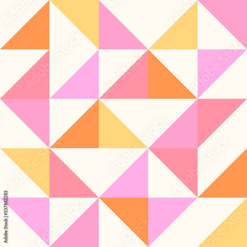 Geometric pattern. Abstract pink, yellow and orange triangle background. Vector illustration.