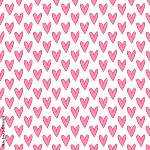 Hand drawn background with colored hearts. Seamless grungy wallpaper on surface. Abstract texture with love signs. Lovely pattern. Print for banner, flyer or poster. Colorful illustration