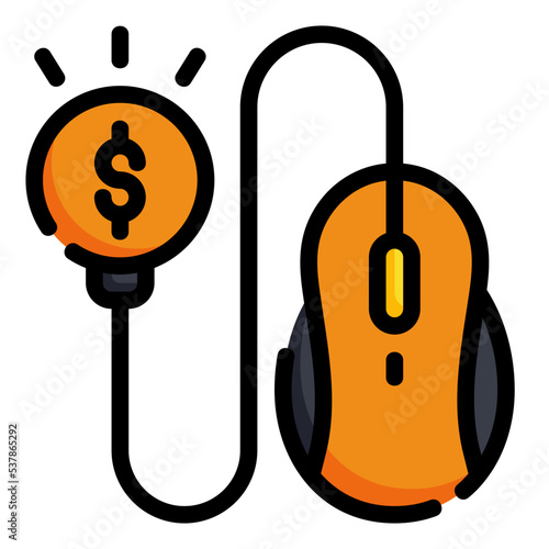 pay per click line color icon