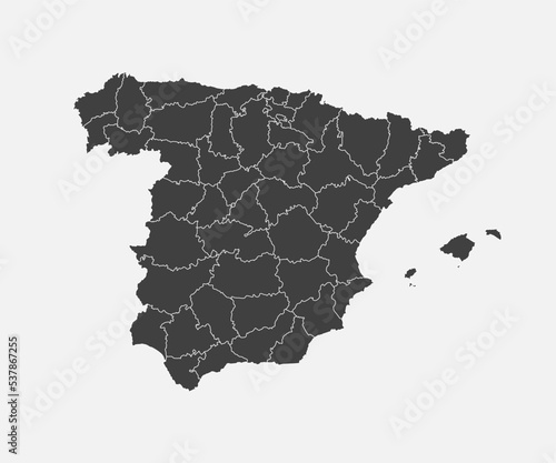 Vector map country Spain divided on regions