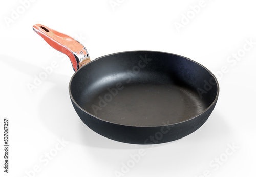 Frying pan for grill with ribbed surface isolated on white background. 3d render