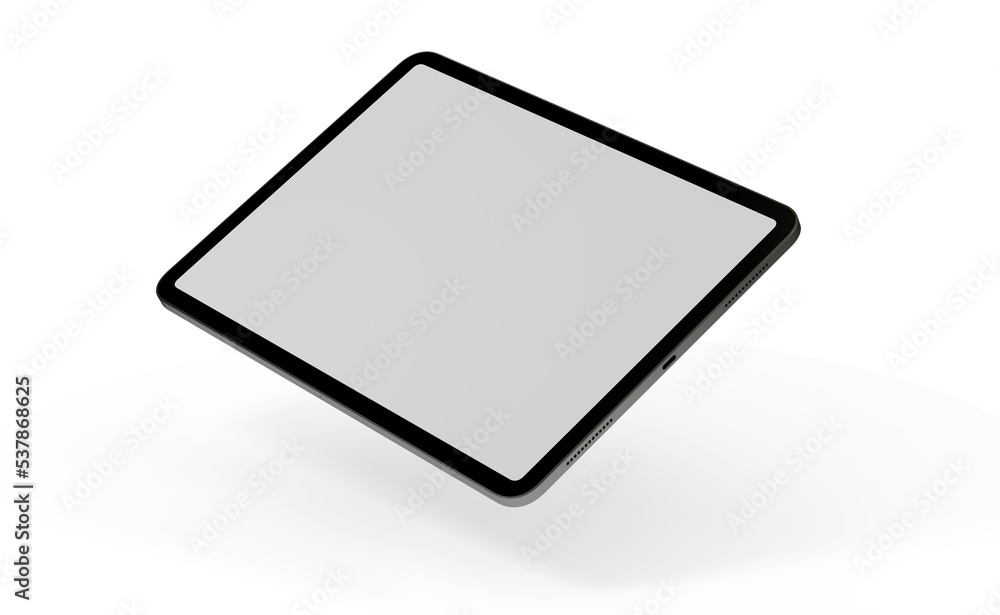 Blank screen realistic tablet frame, rotated position, side view, top view. The tablet is at different angles. Layout of a universal set of devices Blank screen realistic tablet frame, rotated position, side view, top view. The tablet is at different angles. Layout of a universal set of devices