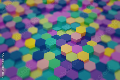 Colorful Geometric Hexagon 3D Background Pattern Texture - 3D Illustration.