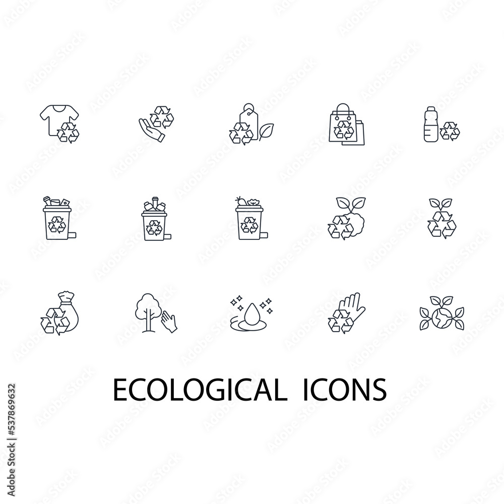 Ecological set thin line icons. Vector illustration isolated on white. Editable stroke